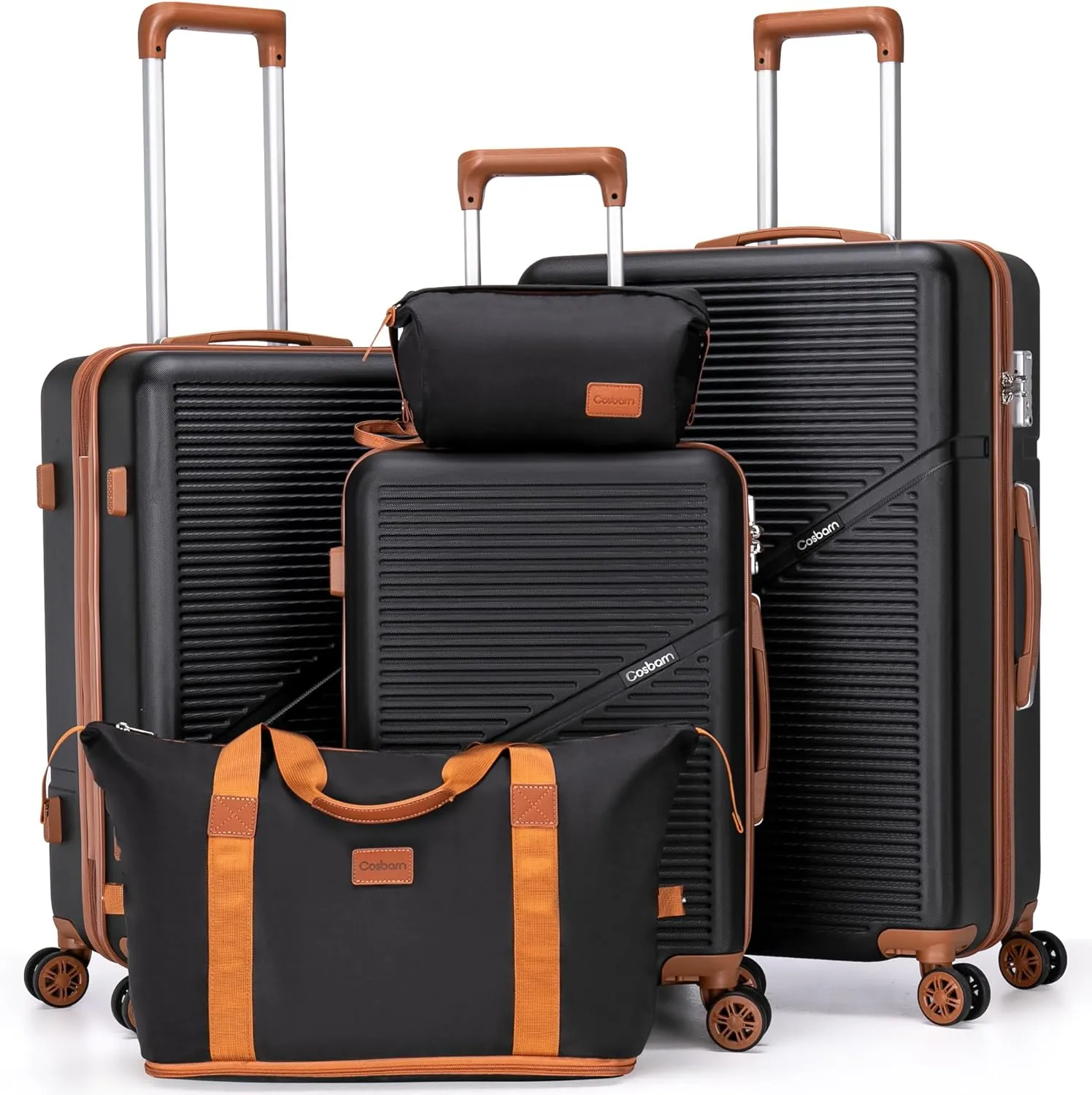 Travel Tsa Suitcases ABS Luggage for Contemporary 5 Spinner with Women, Men Wheels, Best-reviewed Lock, Piece Pink (20"/24"/28") Lightweight Sets Waterproof Hardshell Hardside with Suitcase Set