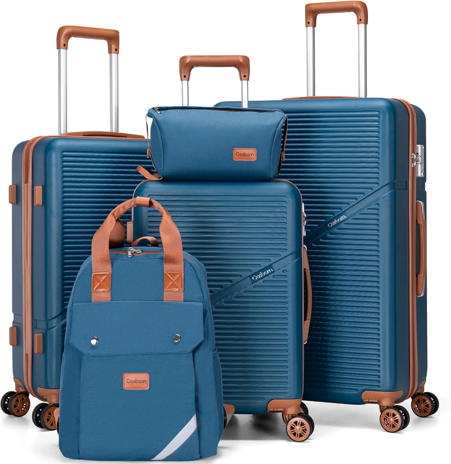 Travel Tsa Suitcases ABS Luggage for Contemporary 5 Spinner with Women, Men Wheels, Best-reviewed Lock, Piece Pink (20"/24"/28") Lightweight Sets Waterproof Hardshell Hardside with Suitcase Set