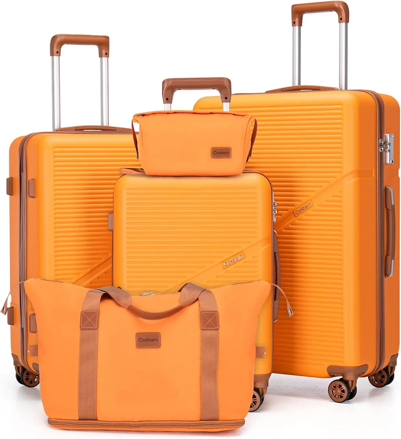 Travel Tsa Suitcases ABS Luggage for Contemporary 5 Spinner with Women, Men Wheels, Best-reviewed Lock, Piece Pink (20"/24"/28") Lightweight Sets Waterproof Hardshell Hardside with Suitcase Set
