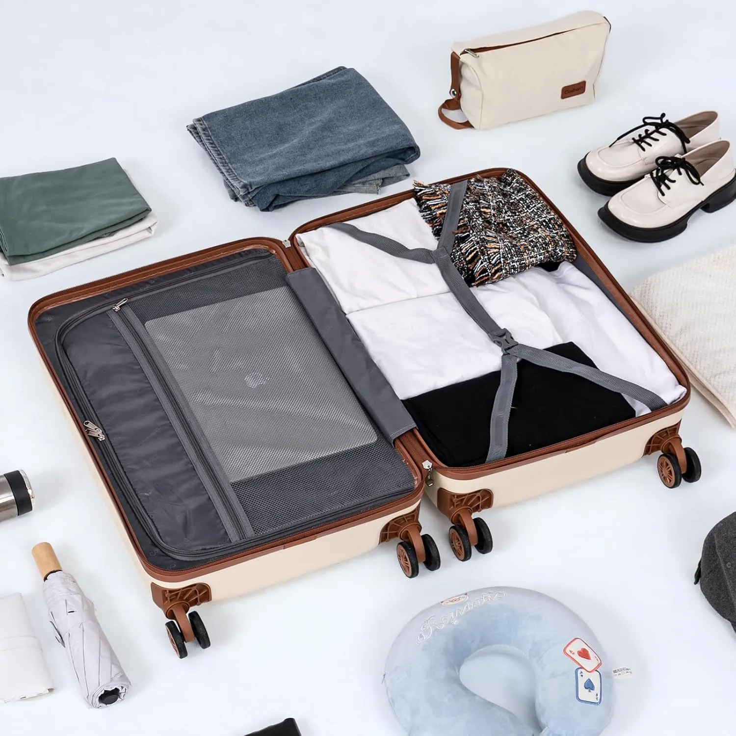 Travel Tsa Suitcases ABS Luggage for Contemporary 5 Spinner with Women, Men Wheels, Best-reviewed Lock, Piece Pink (20"/24"/28") Lightweight Sets Waterproof Hardshell Hardside with Suitcase Set