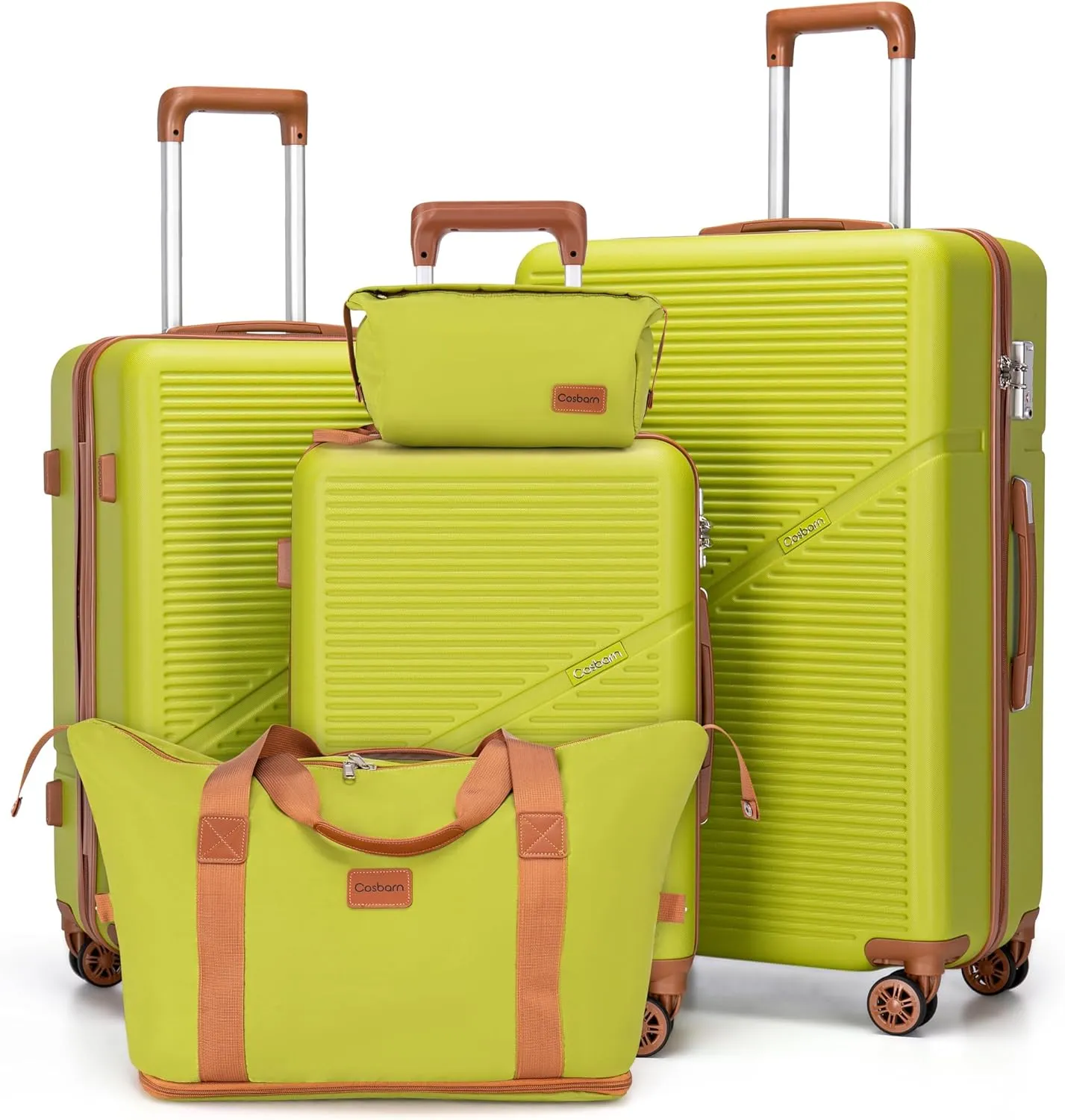 Travel Tsa Suitcases ABS Luggage for Contemporary 5 Spinner with Women, Men Wheels, Best-reviewed Lock, Piece Pink (20"/24"/28") Lightweight Sets Waterproof Hardshell Hardside with Suitcase Set