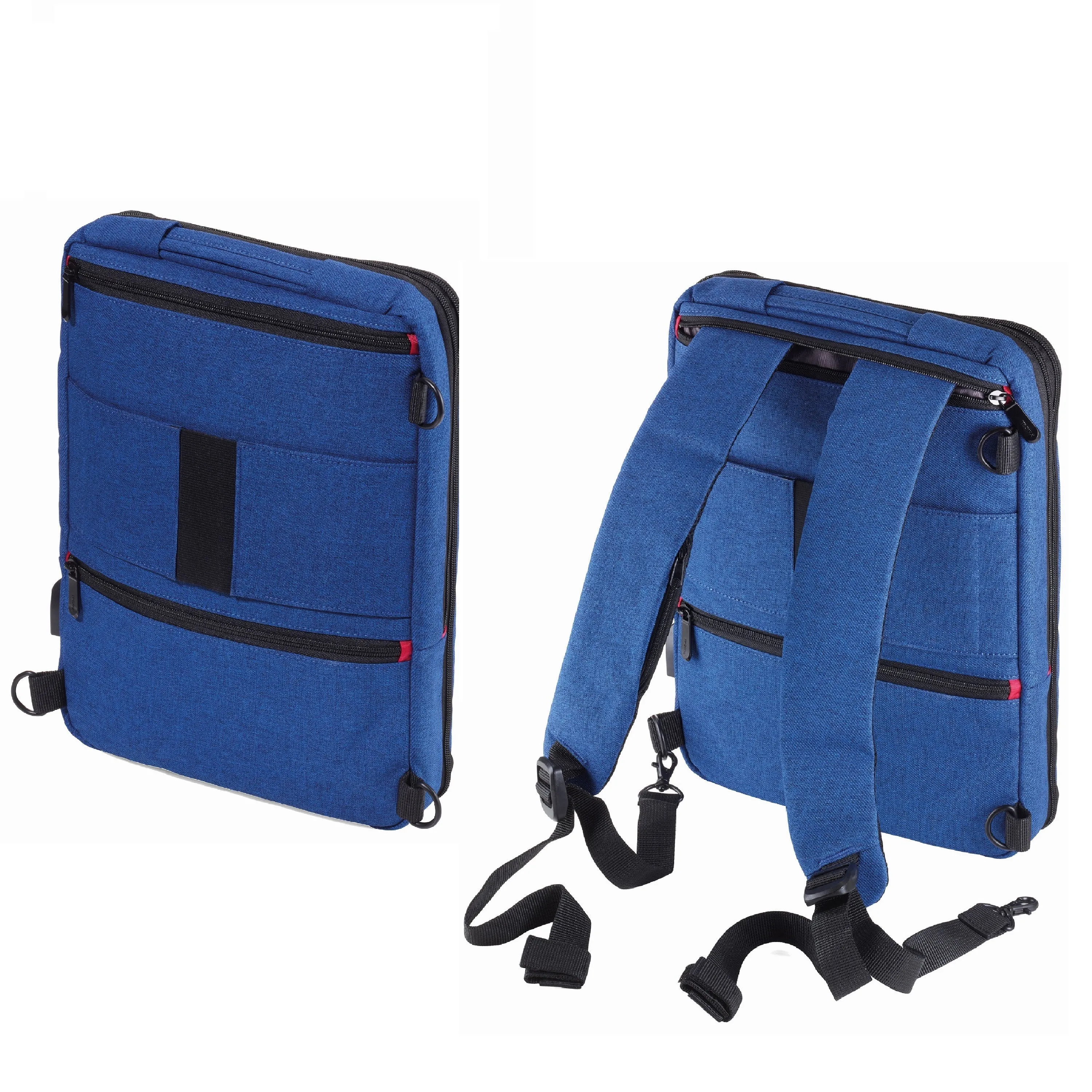 TROIKA Smart Laptop Bag convertible to Backpack   Integrated USB Port Blue