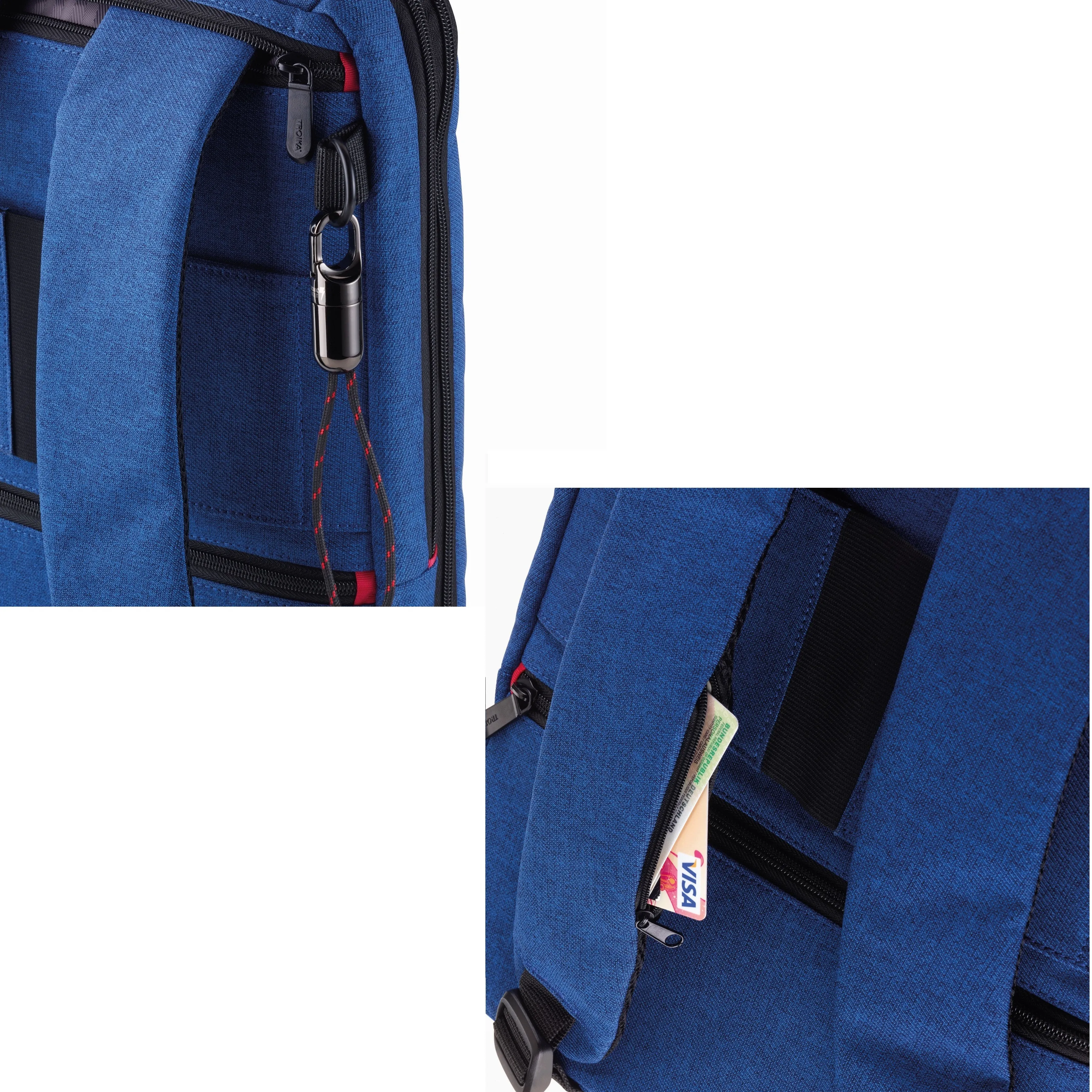 TROIKA Smart Laptop Bag convertible to Backpack   Integrated USB Port Blue