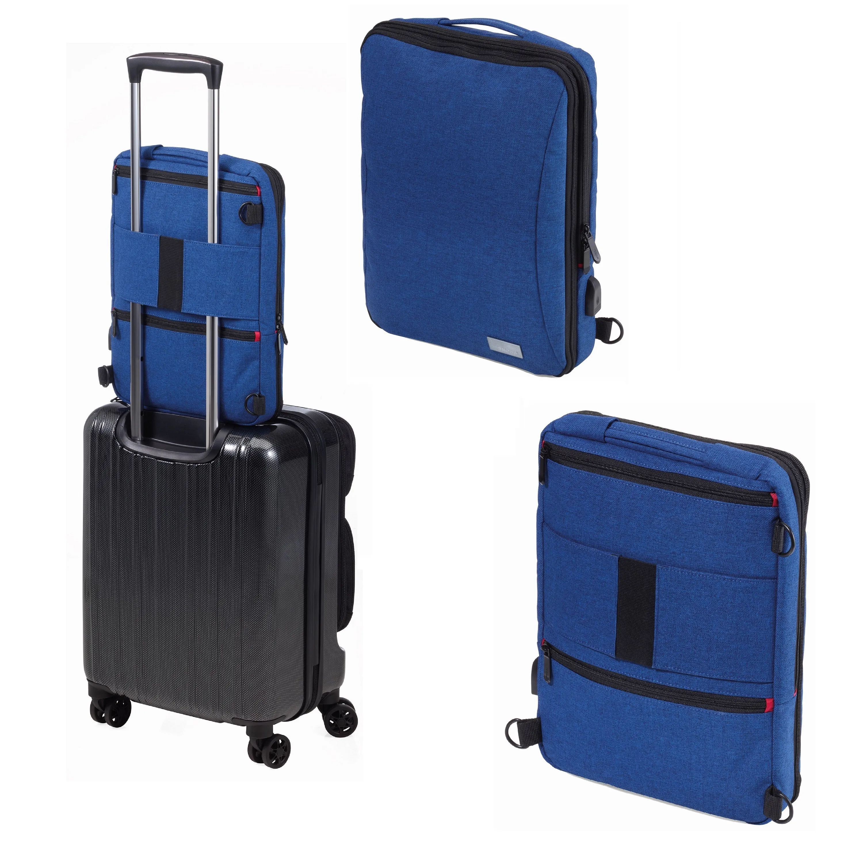 TROIKA Smart Laptop Bag convertible to Backpack   Integrated USB Port Blue