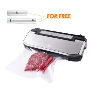 Vacuum Sealer System, Joly Joy V155S Automatic Food Sealer(with Cutter,Hose,Free 11"x196" & 8"x196" Roll Set) for Sous Vide, Dry & Moist Food Save Preservation with LED Indicator Light, Black Finish