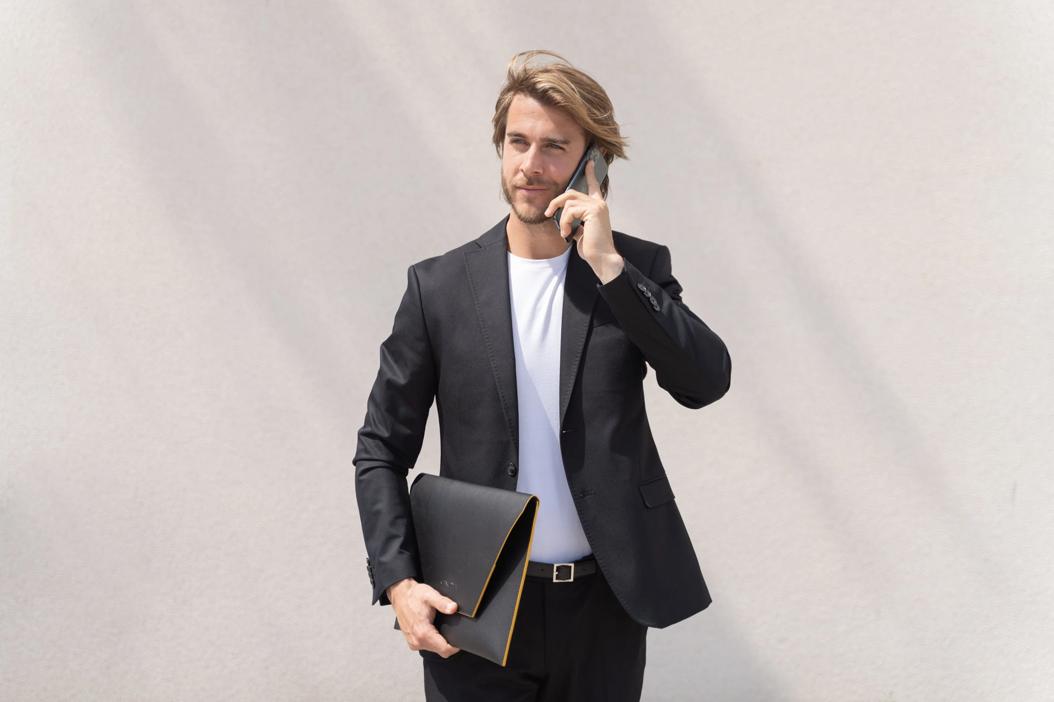 Versatile Vegan Leather Laptop Case | Black & Red