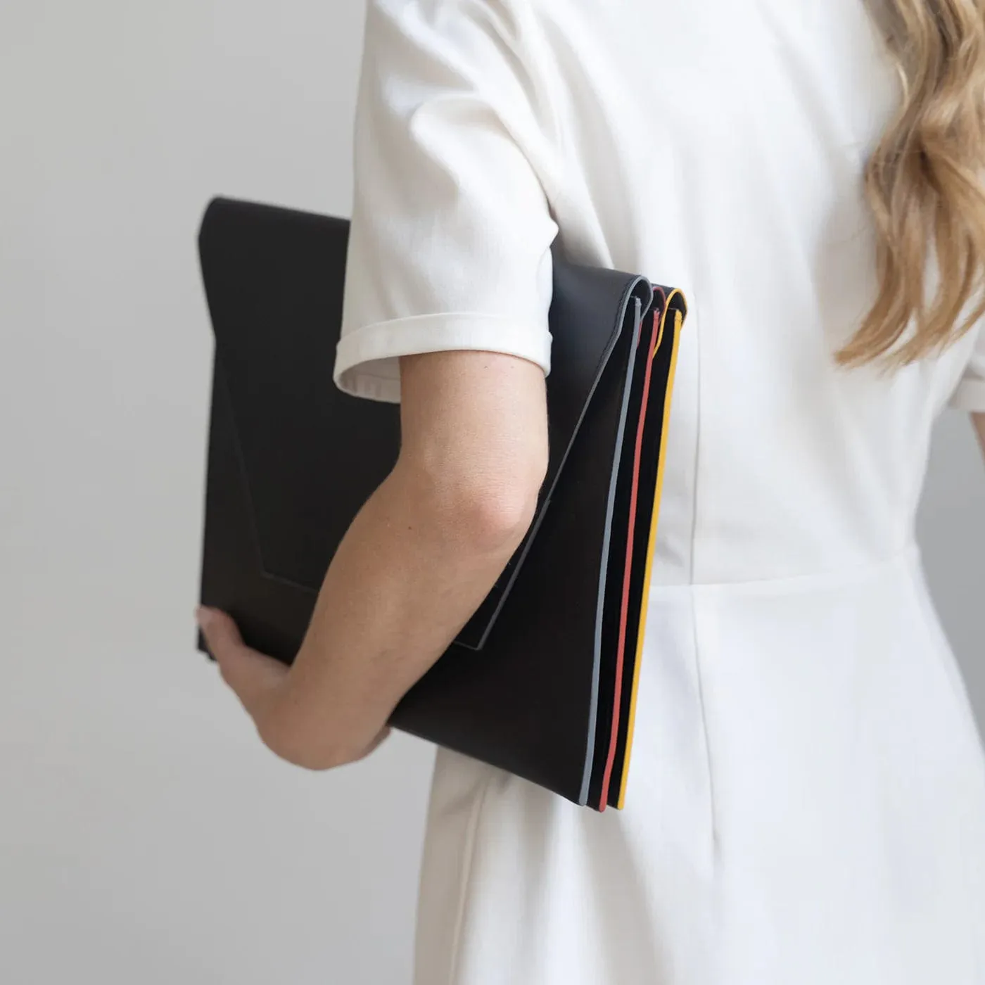 Versatile Vegan Leather Laptop Case | Black & Red