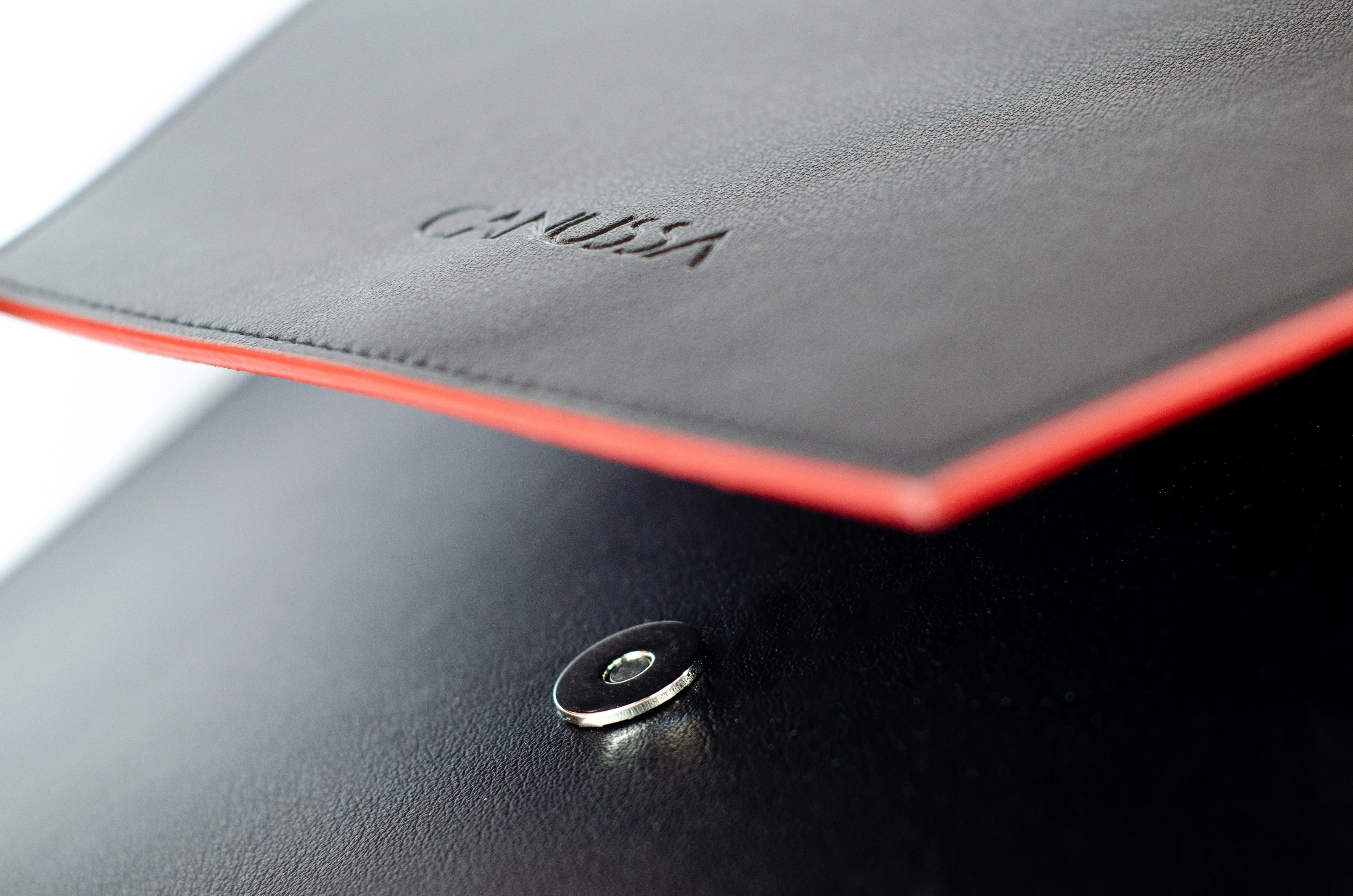 Versatile Vegan Leather Laptop Case | Black & Red