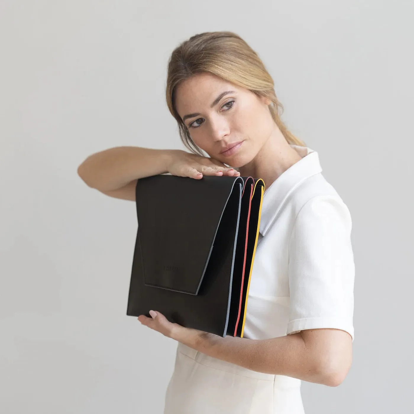 Versatile Vegan Leather Laptop Case | Black & Red
