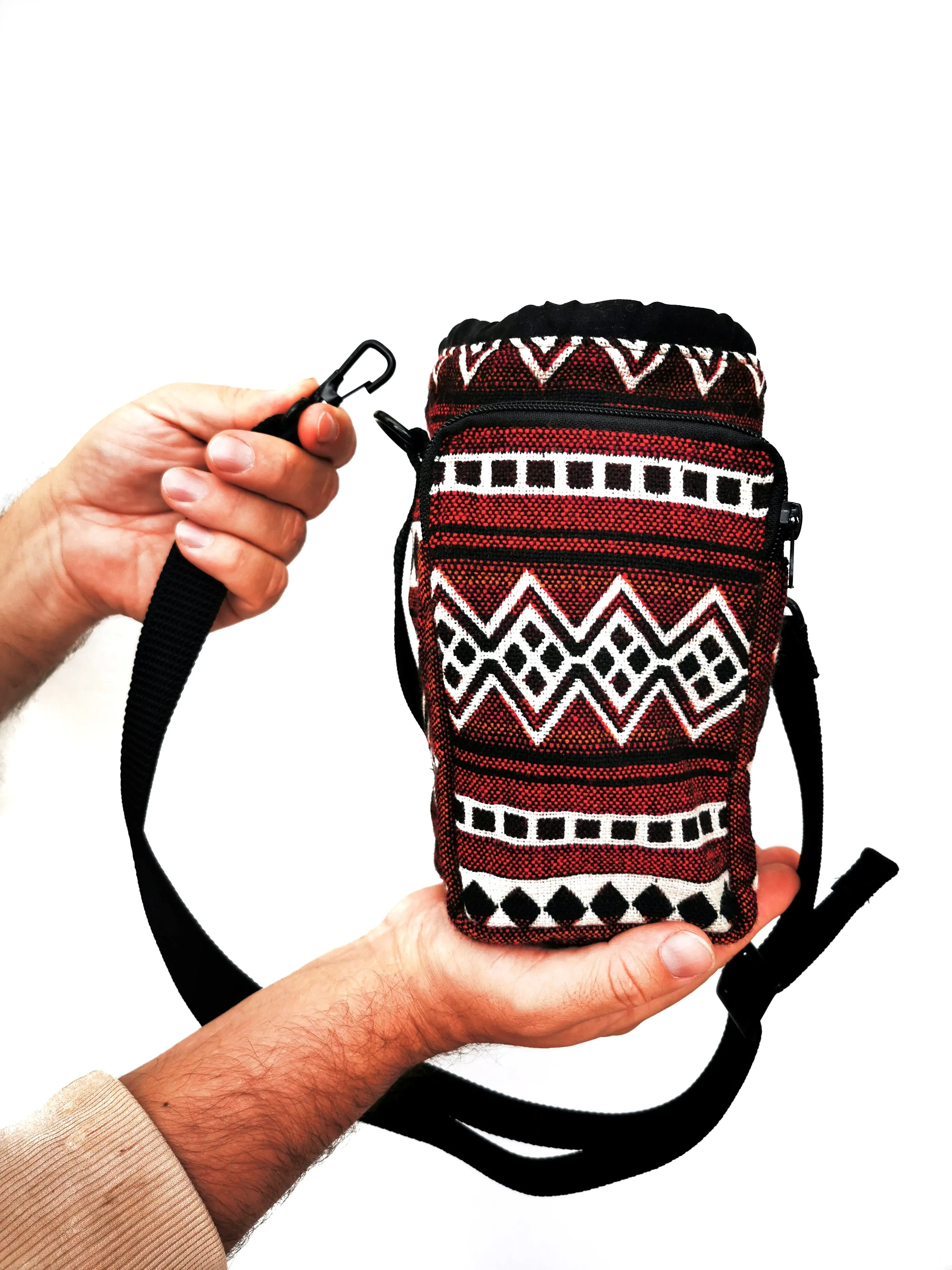 Water Bottle Sleeve Holder with Strap & Pocket | Vinicunca Maroon