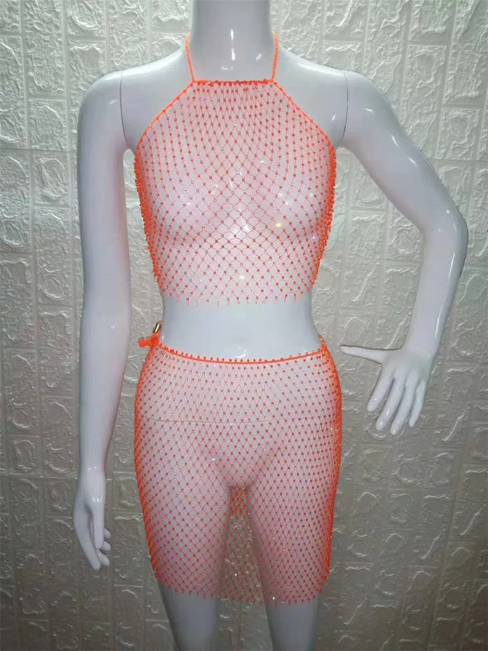 Weaving Mesh Top & Skirt