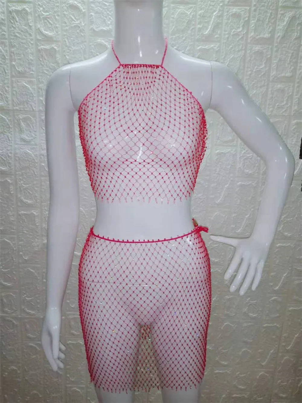 Weaving Mesh Top & Skirt