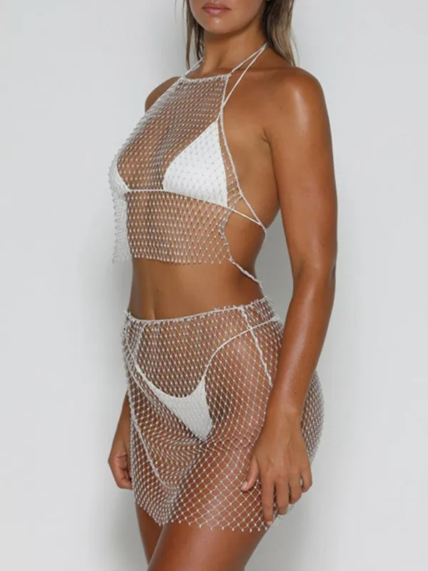 Weaving Mesh Top & Skirt