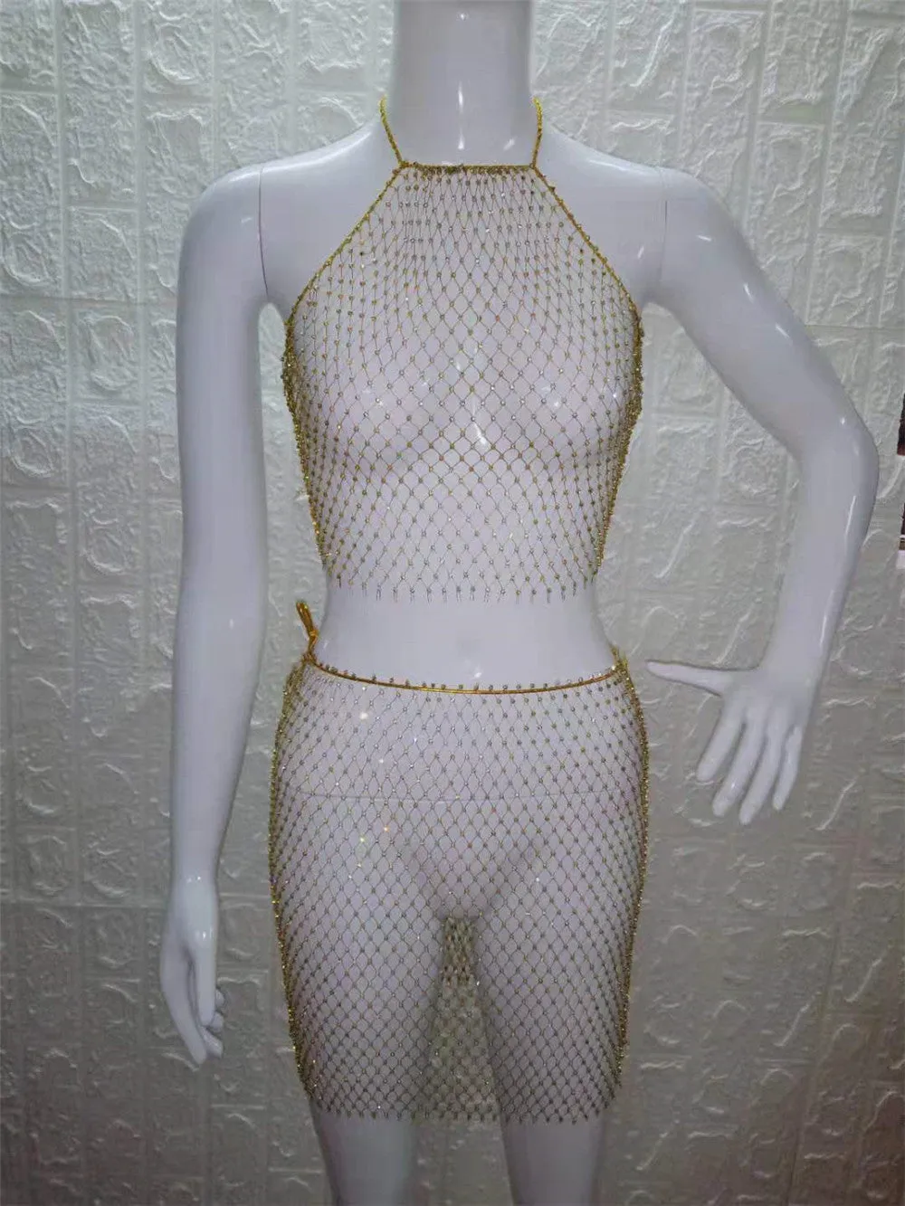 Weaving Mesh Top & Skirt