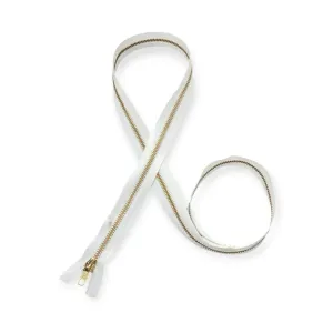 YKK Metal Gold Zip White